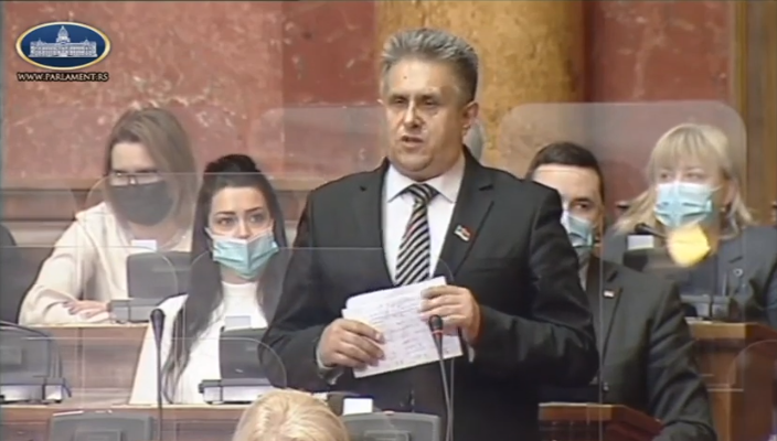 Milija Miletić, prtScr, youtube kanal Parlament Srbije