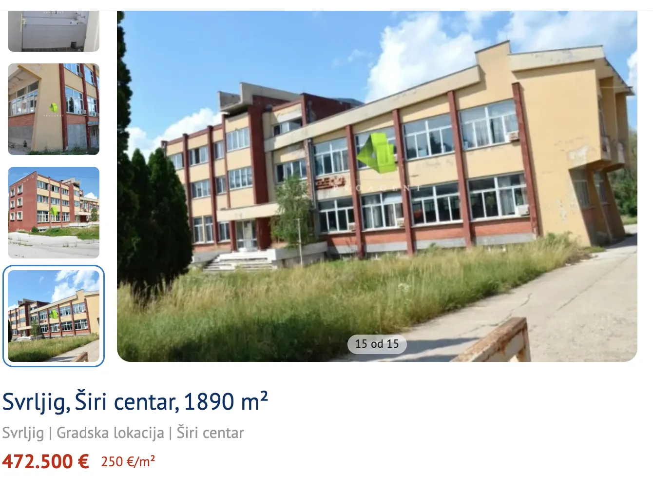 Zgrada bivšeg ITK u Svrljigu: Kupljena za 4,02 miliona dinara, danas na oglasima za skoro 500.000 evra 1 Oglas sa portala ,,Kupujem prodajem“