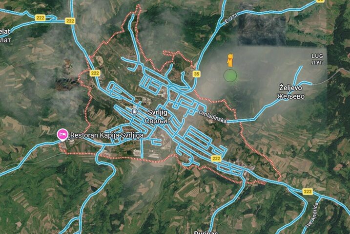 Posle više od deset godina Google se vratio u Svrljig – Street View sada pokriva oko 70% grada 2 Plavom bojom označen je pokriveni deo Svrljiga, foto: Google maps