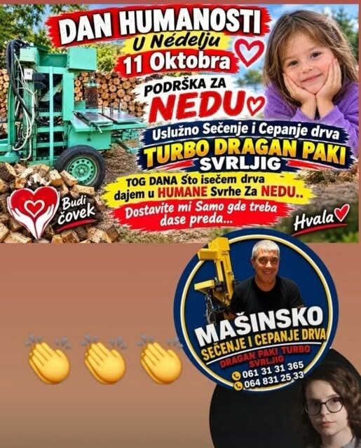 Dan humanosti za Nedu – uslužno sečenje i cepanje drva