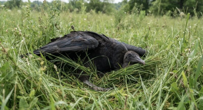 Svrljižaninu izrečena uslovna kazna zbog uginuća crnog strvinara 1 Foto ilustracija, ptica u travi, fotografija izrađena uz pomoć AI tehnologije