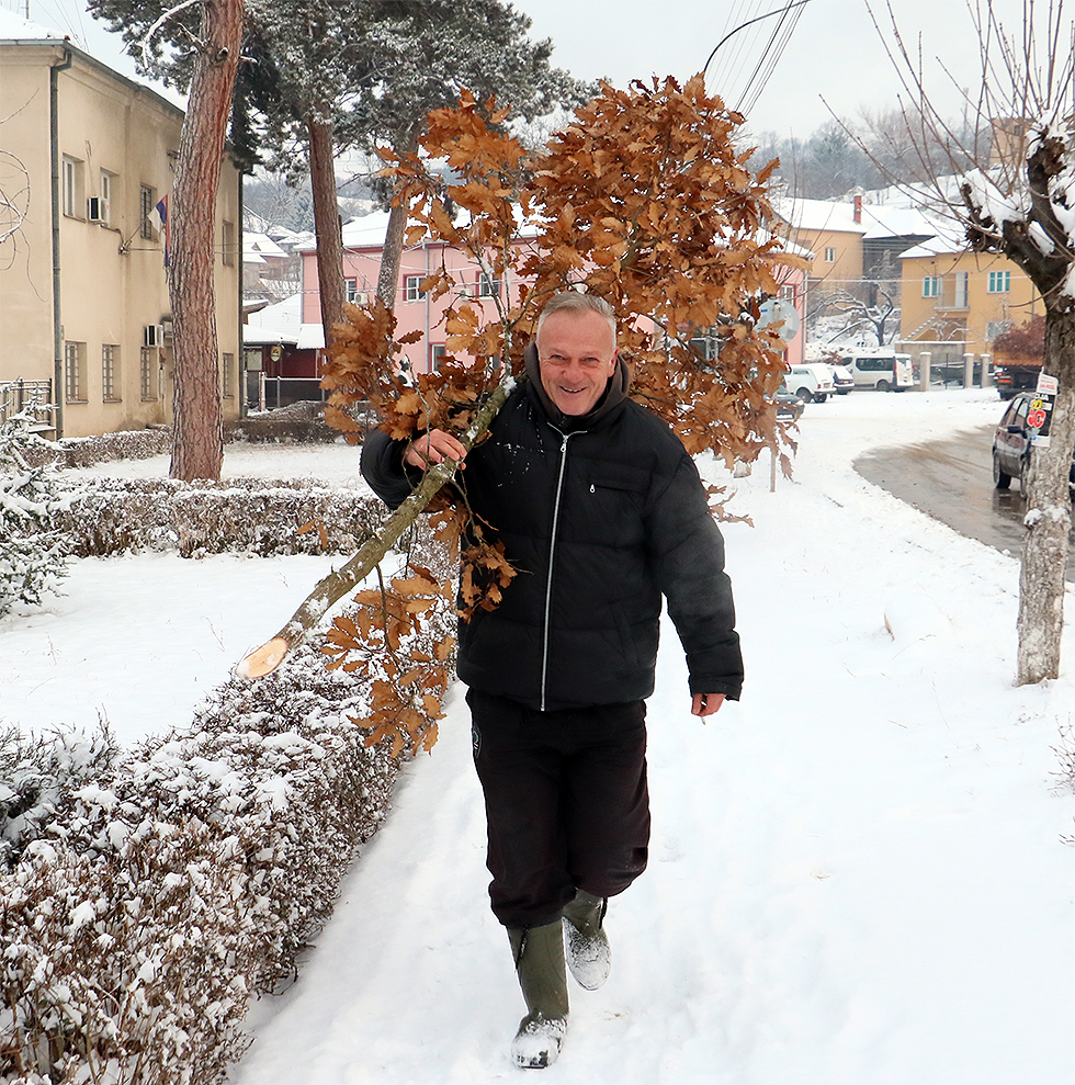 Profesor Bojan Petrović, badnjak krenuo ka Srednjoj školi, foto: M.M. 